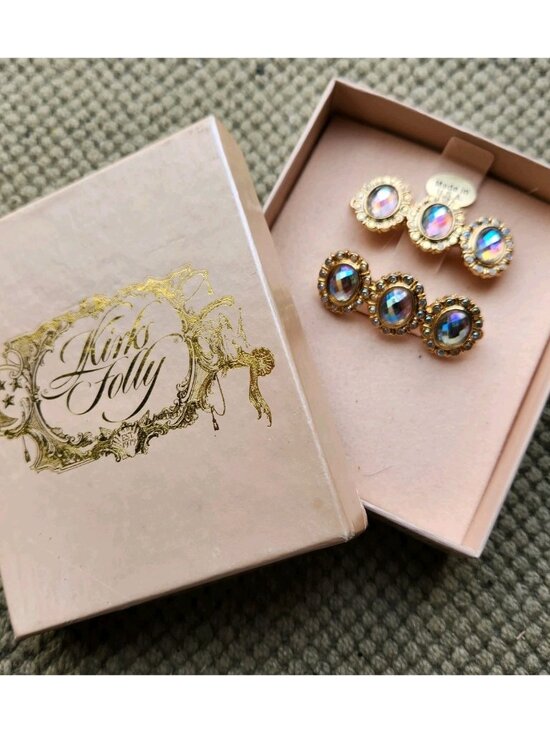 Kirks Folly Accessories - 2 Kirks Folly Faceted Rhinestone Hair of Clips Barrette France Vintage Pair Set